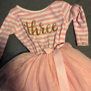 Girls “three” custom dress